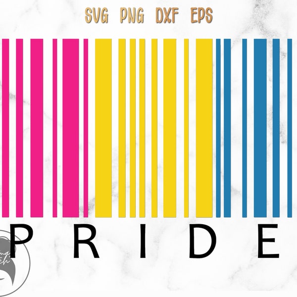 Pansexual Pride Barcode svg png eps dxf, Pansexual Gay Pride Digital Files, LBGTQ Cut File, Pansexual Flag Color Barcode, Barcode Cut Files