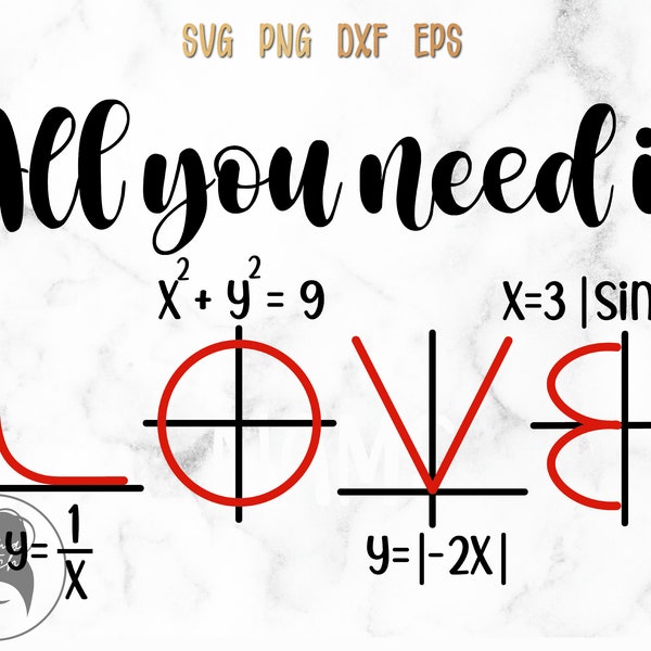 All You Need is Love svg, Love Quote, Mathematic love code svg, Valentine svg, Math svg, Cricut Files, Digital Download