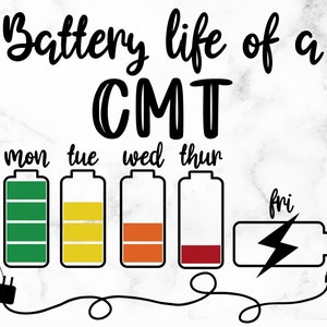 CMT のバッテリー寿命 png svg dxf eps、認定薬剤技術者、認定マッサージセラピスト、認定モニター技術者