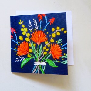 Greeting card Australian native, bouquet embroidery, art print card, embroidered flower print, botanical floral gift, textile art card,