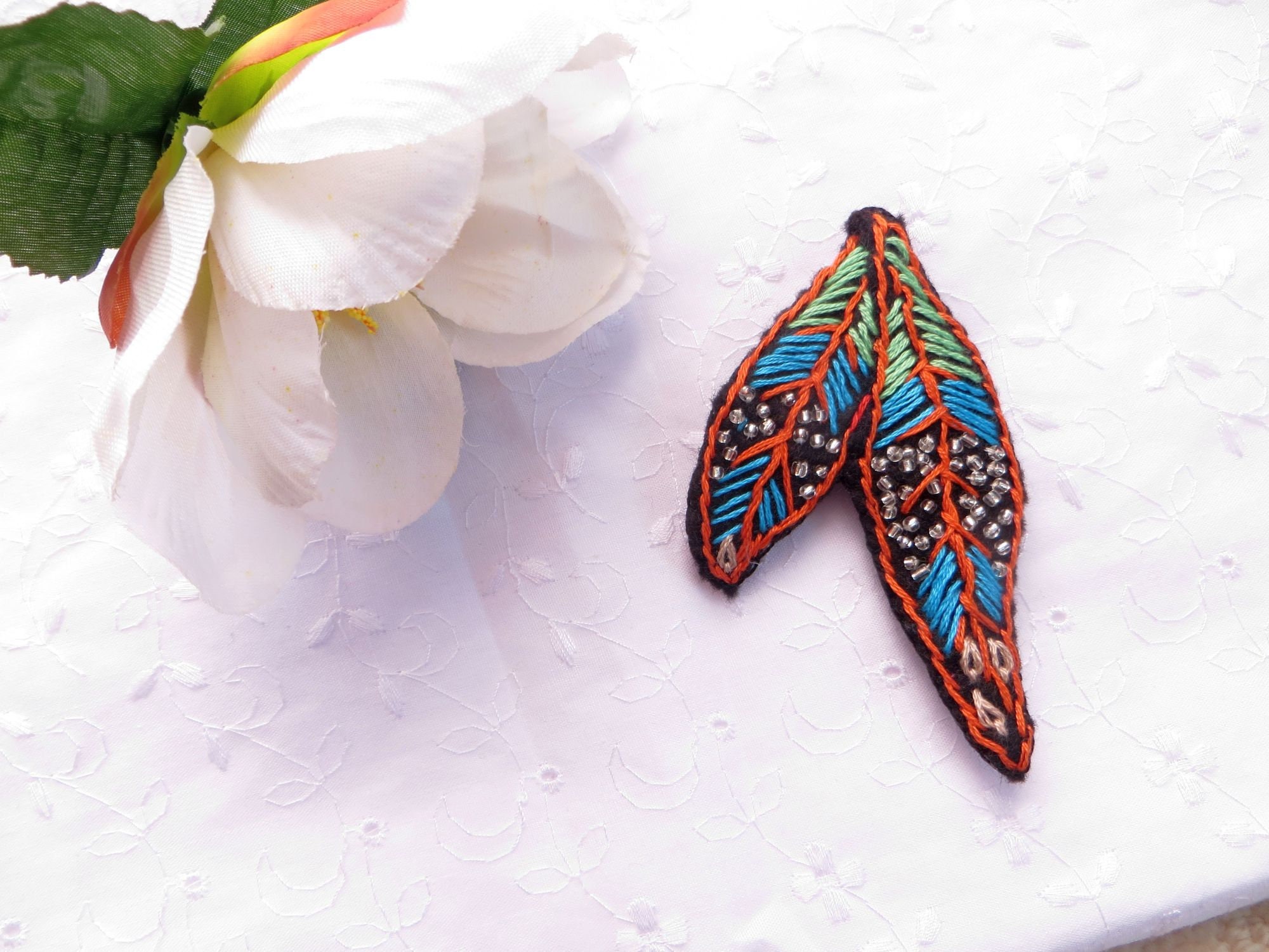 Embroidered brooch Australian brooches for women beaded felt Etsy
