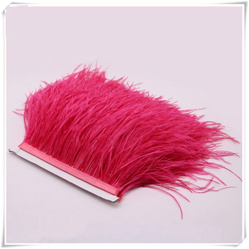 High Quality Natural Watermelon red Ostrich Feather Trimming Height 10-15cm Feathers Ribbon for DIY Wedding Party Dresss Decoration Craft