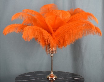 100 Pcs Orange Ostrich Feather for Crafts Wedding Decoration Natural Feather Table Centerpieces Party diy Accessories Carnival Plumes