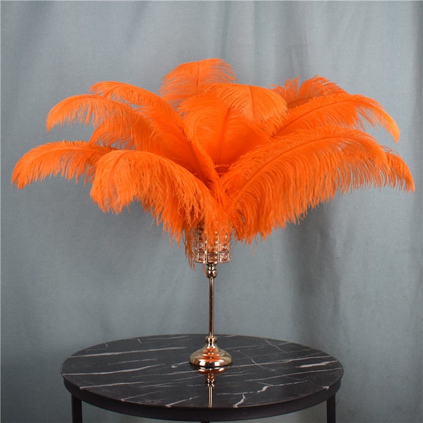 100 Pcs Orange Ostrich Feather for Crafts Wedding Decoration Natural Feather Table Centerpieces Party diy Accessories Carnival Plumes