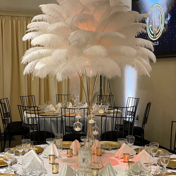 100 pièces plumes d'autruche blanches décoration de mariage célébration carnaval événement plumes décoration matériel 5-32 pouces