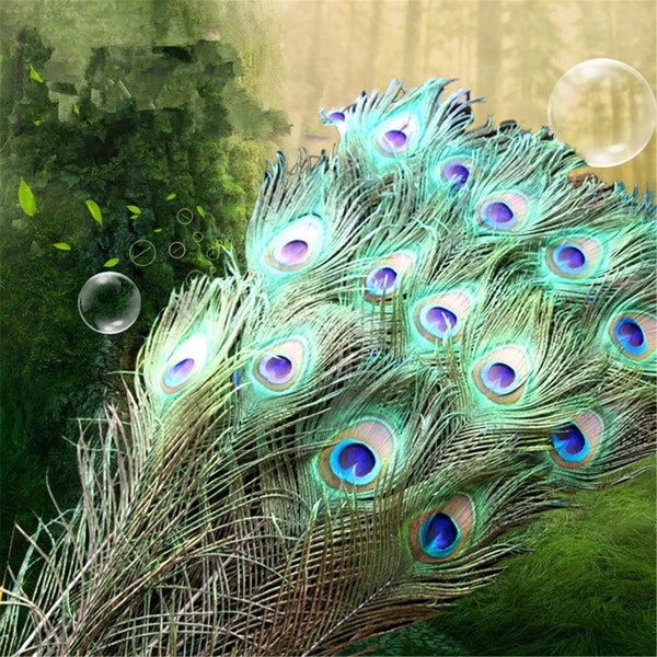 High Quality 100 Pcs / 10-12 Inches/Real Natural Peacock Eye Tail Feathers Beautiful Natural Feathers Wedding Party Making Decor