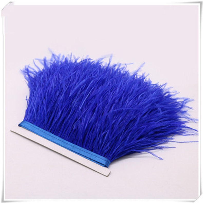 High Quality Natural Sapphire Ostrich Feather Trimming Height 10-15cm Feathers Ribbon for DIY Wedding Party Dresss Decoration Craft
