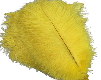 Romantic Yellow Ostrich Feathers 100pcs Wedding Decoration Handmade diy  Craft Feather 6-32"  Optional