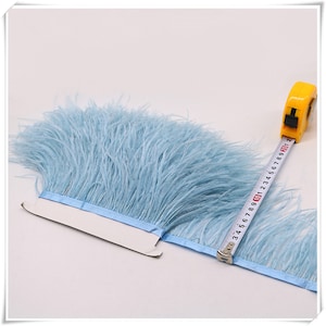 High Quality Natural  sea blue Ostrich Feather Trimming Height 10-15cm Feathers Ribbon for DIY Wedding Party Dresss Decoration Craft