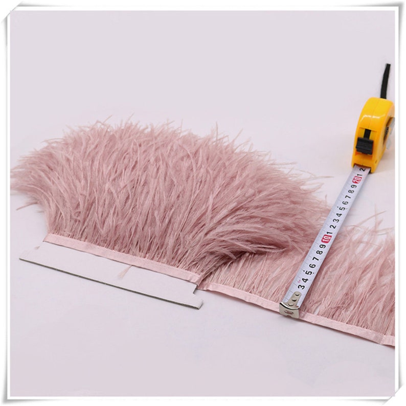 High Quality Light Khaki  Ostrich Feather Trimming Height 10-15cm Feathers Ribbon for DIY Wedding Party Dresss Decoration Craft