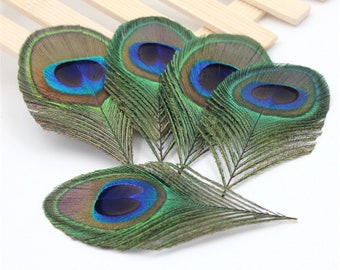 Fait à la main 10-100pcs Real Peacock Feather Trimmed peacock eye costumes Collier boucles d’oreilles accessoires mariage Décoratif 10-12cm