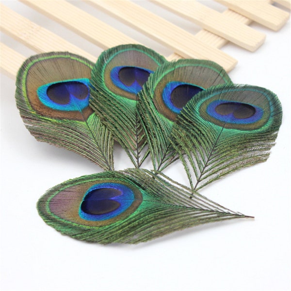 Fait à la main 10-100pcs Real Peacock Feather Trimmed peacock eye costumes Collier boucles d’oreilles accessoires mariage Décoratif 10-12cm