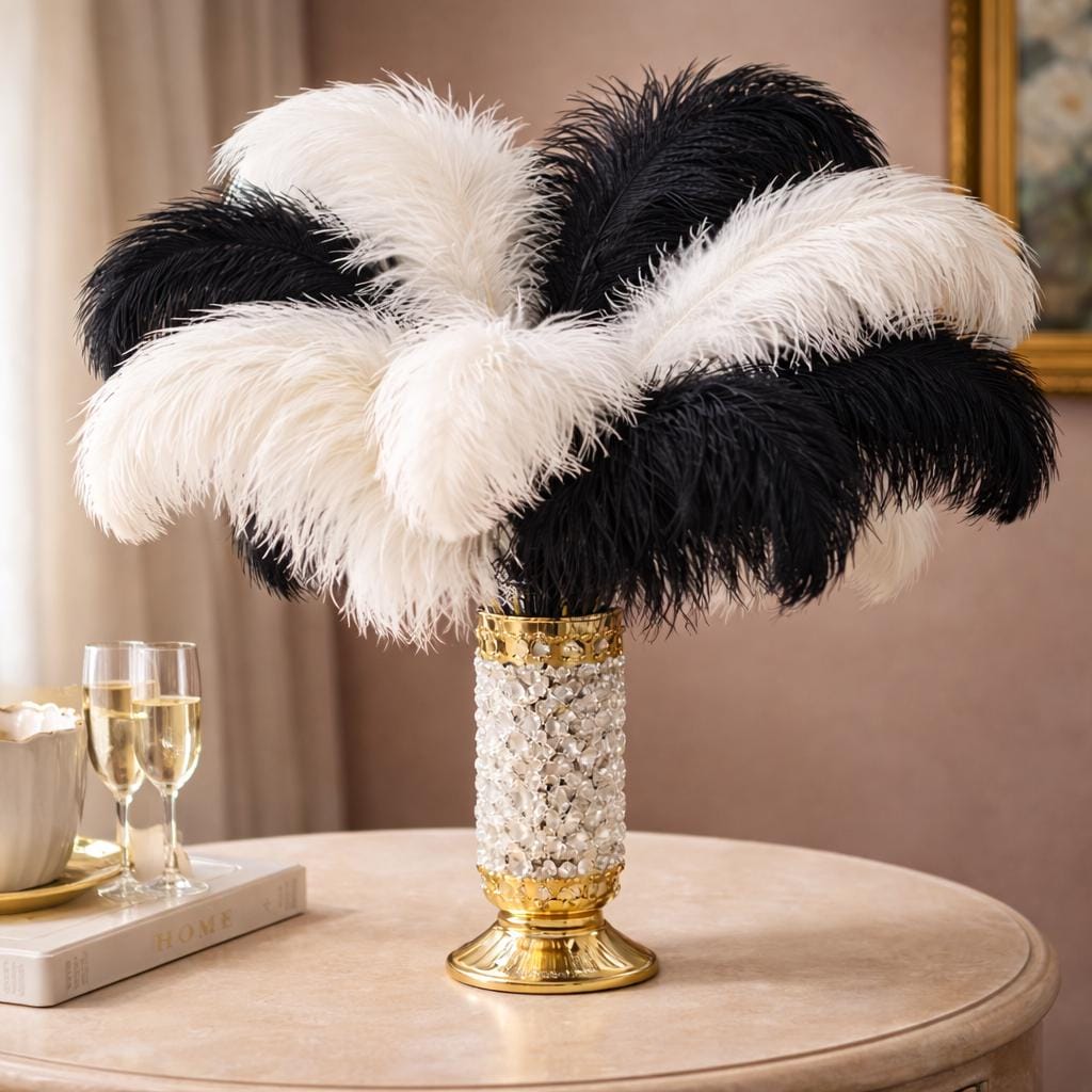 25 black & 25 White Ostrich Feathers