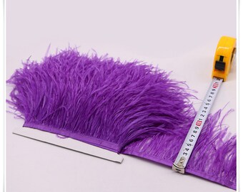 High Quality Natural purple Ostrich Feather Trimming Height 10-15cm Feathers Ribbon for DIY Wedding Party Dresss Decoration Craft