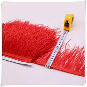 High Quality Natural red Ostrich Feather Trimming Height 10-15cm Feathers Ribbon for DIY Wedding Party Dresss Decoration Craft