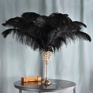 Handmade Gold Ostrich Feathers Bouquet Large Black Feathers Emerald Green  Ostrich Feather weddings Funerals Gift Idea Centrepiece 