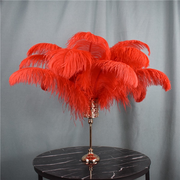 100 Pcs Red Ostrich Feather for Crafts Wedding Decoration Natural Feather Table Centerpieces Party diy Accessories Carnival Plumes
