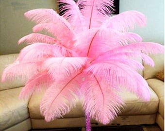 Romantic Pink Ostrich Feathers 100pcs Wedding Decoration Handmade diy  Craft Feather 6-32"  Optional
