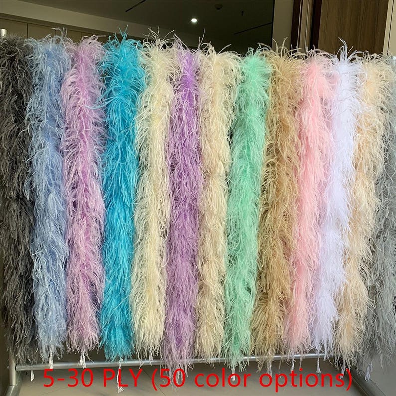 2 meters/50 colors options luxury ostrich feather boa clothing dress skirt scarf transformation diy unique personality accessories 5-30PLY