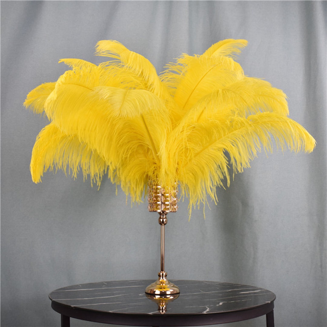 100 Pcs Yellow Ostrich Feather for Crafts Wedding Decoration Natural ...
