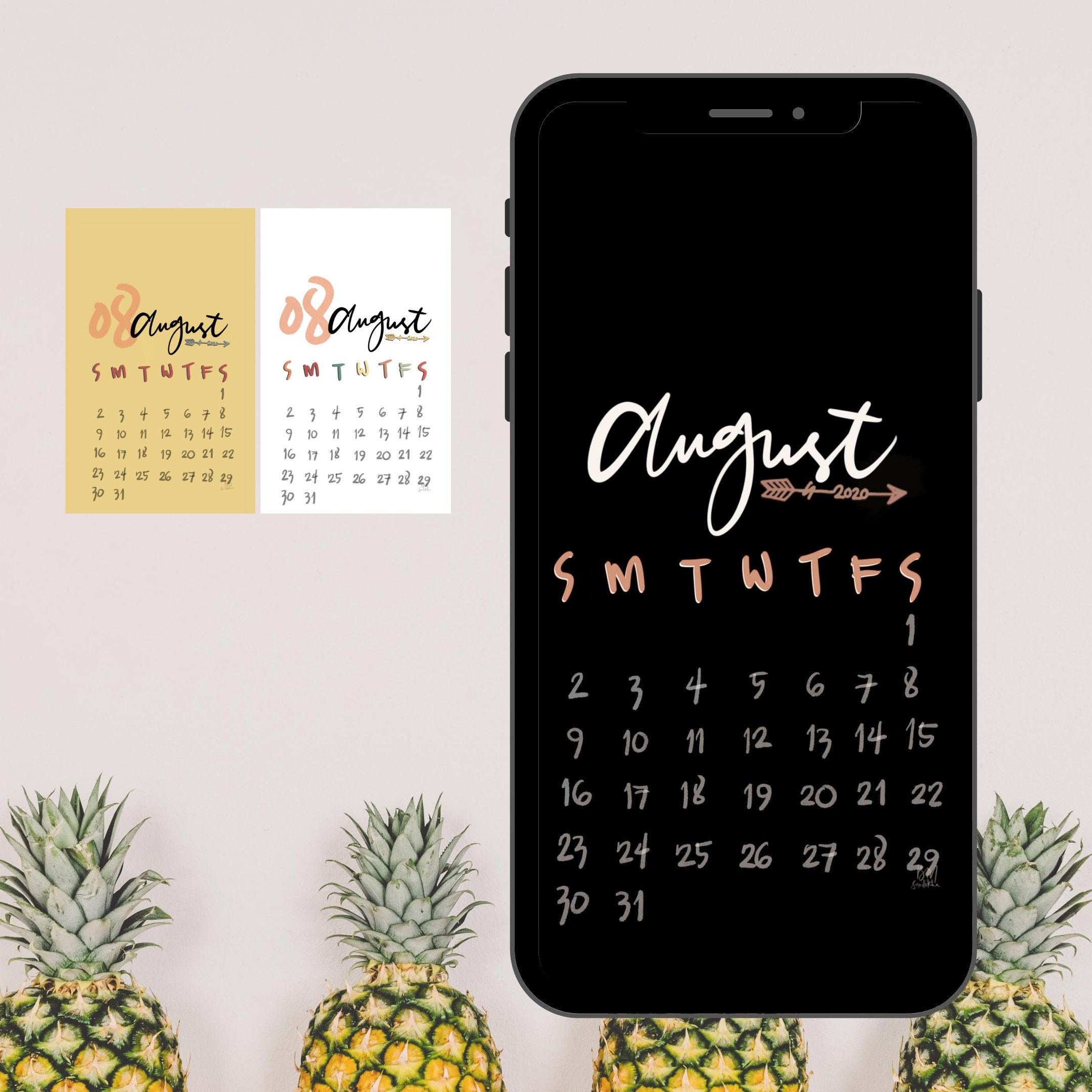 August 2020 Calendar Digital Wallpaper Iphone Instant