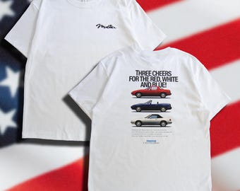 Miata rojo, blanco y azul - Camiseta gráfica vintage