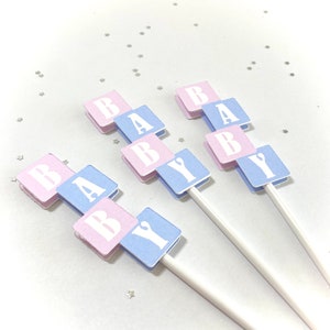 Baby Block Cupcake Toppers: Gender Reveal, Babyparty Dekoration (1 Dutzend)