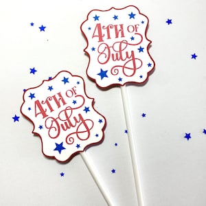 Fourth of July Cupcake Toppers: Patriotic Party Decorations