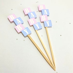 Baby Block Cupcake Toppers: Gender Reveal, Babyparty Dekoration