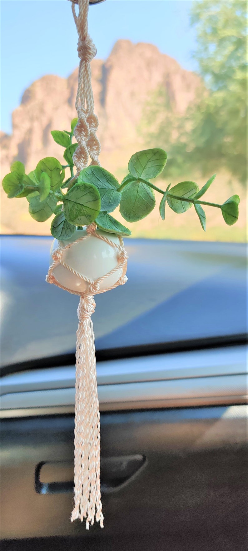Handmade Mini Macrame Plant Hanger Car Mirror Hanging Etsy Canada
