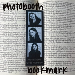 laminated gracie abrams photobooth bookmark
