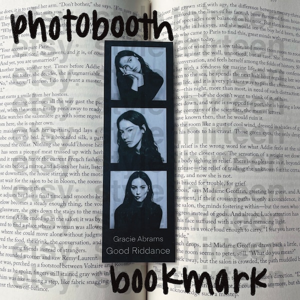 laminated gracie abrams photobooth bookmark