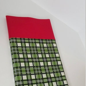 Christmas Pillow Case,  Holiday Pillowcase, Green Pillowcase, Plaid Pillowcase, Christmas Pillowcase