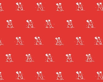 By the Yard - Snow Sweet Small Snowman Red, Snowman Fabric, Christmas Fabric - Cotton Fabric sold by the yard