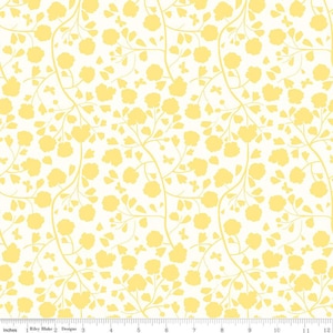 Emma Shadow Garden Yellow, Yellow Floral Fabric by Riley Blake - Cotton Fabric sold by the 1/2 yard