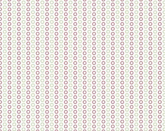 Red and Green Christmas Circle Dots, Christmas Fabric - Cotton Fabric sold by the 1/2 yard