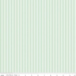 May include: A light green and white striped fabric with a repeating pattern. The fabric is 12 inches wide.