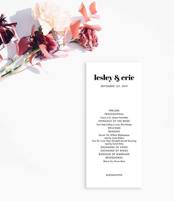 Modern Clean And Simple Printable Wedding Program Template Etsy