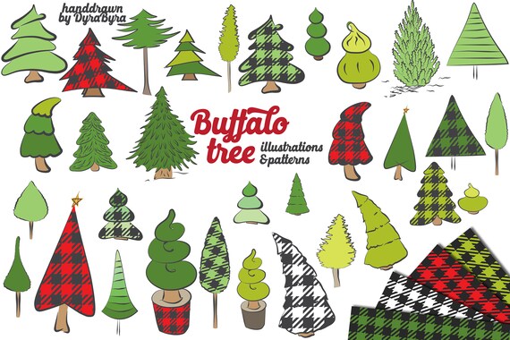 Buffalo Plaid Clipart Christmas Tree Merry Christmas Etsy