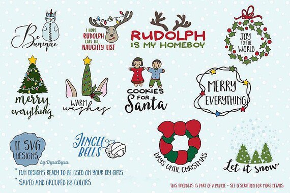 Download Free Fun Christmas Svg Bundle Unicorn Svg Christmas Tree Etsy SVG DXF Cut File