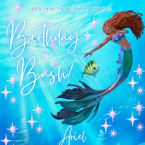 Petite Sirène Invitation Anniversaire Inviter Partie Sirène Princesse Ariel Invite Des Invitations D'anniversaire, Sirène Ariel, Fête D'enfants, Fille Modifier