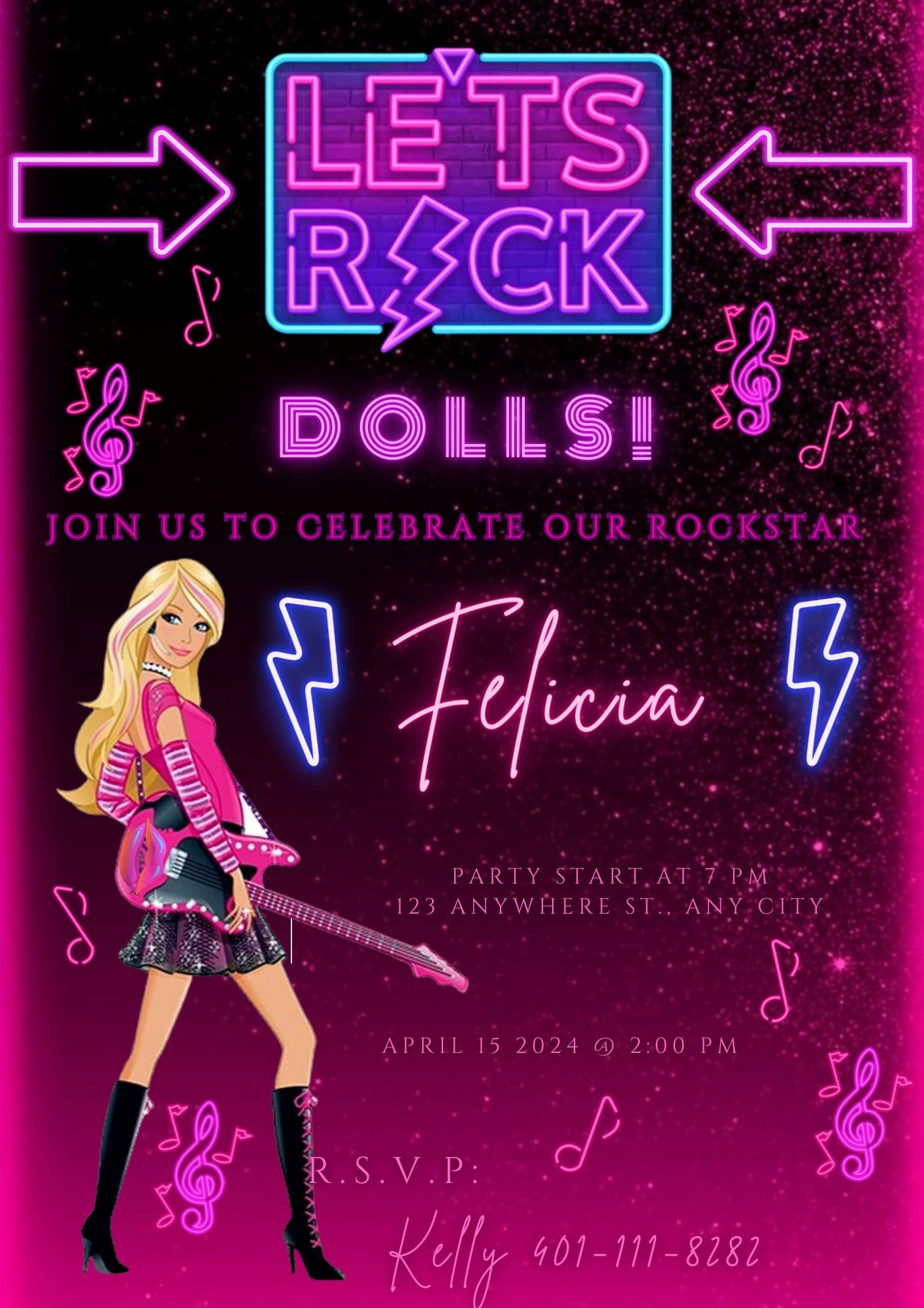 Barbie rockstar invitation on sale