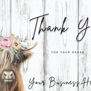 Thank you Card - Farmhouse Cow,Printable Thank you card, Canva
