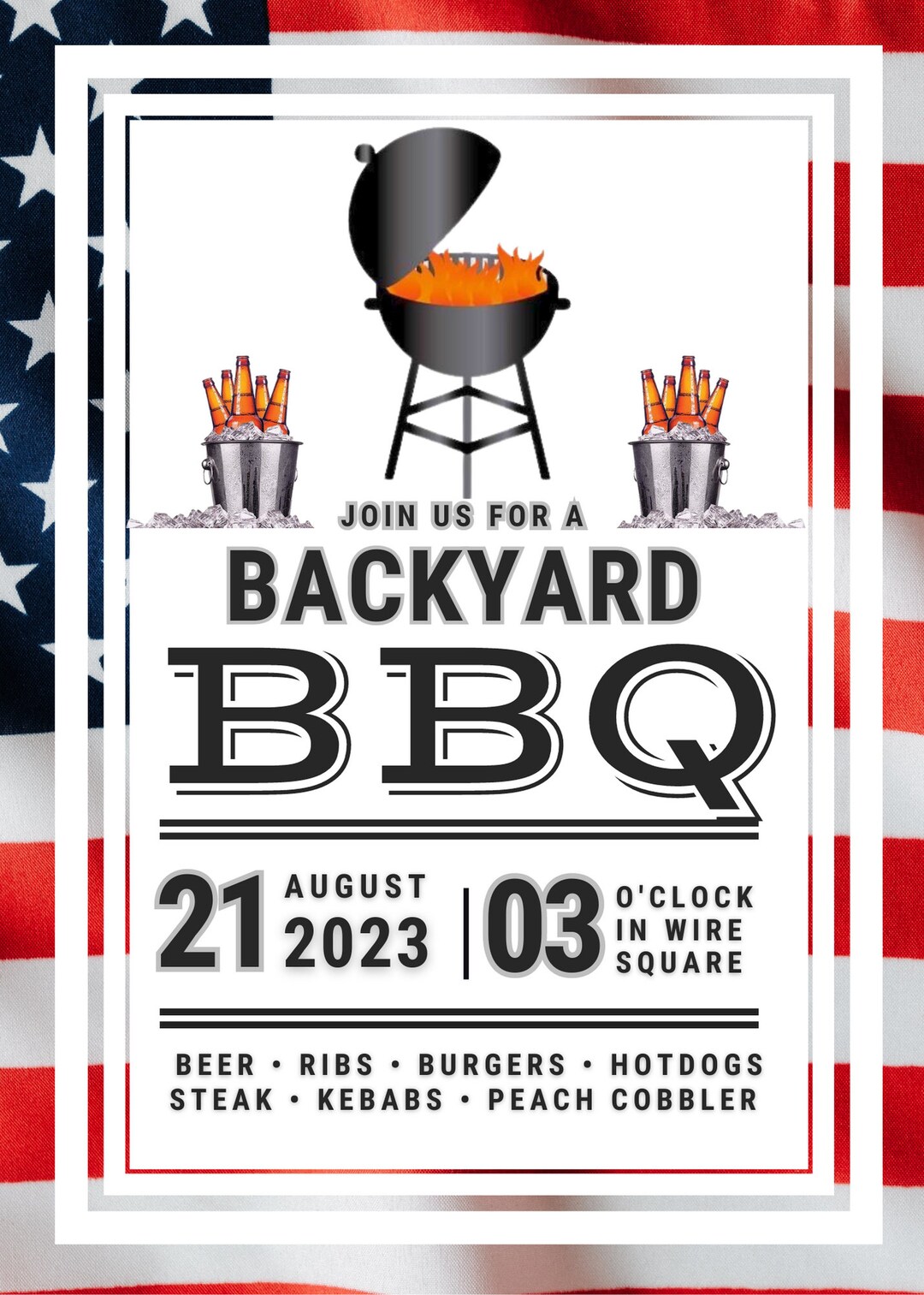 BBQ Party Invite, Memorial Day Party Invitation, 4th of July Party ...
