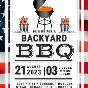 BBQ Party Invite, Memorial Day Party Invitation, 4th of July Party, Memorial Day Party, Instant Download, Printable Invitation, Digital
