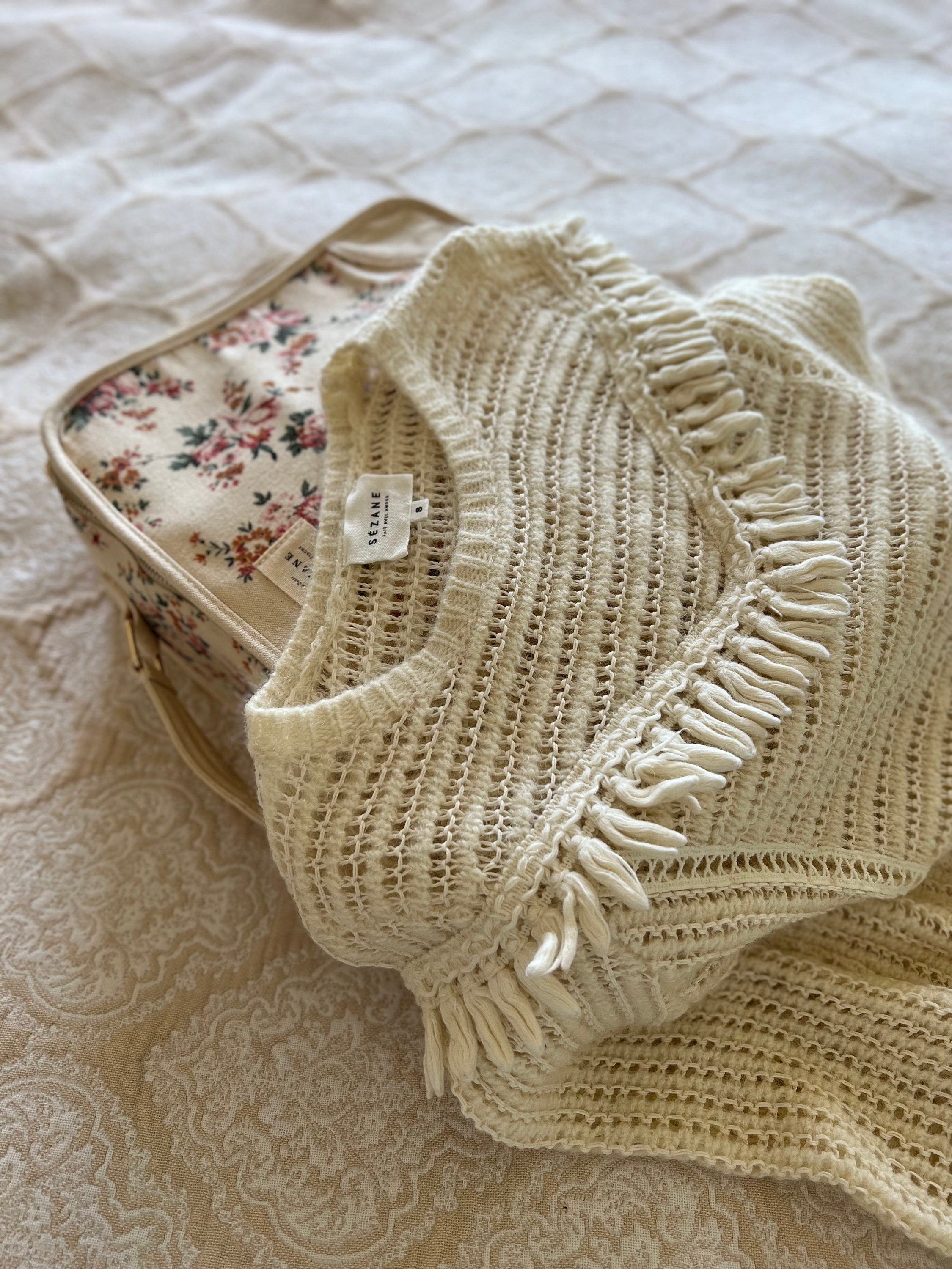 Sezane Cream Sweater With Fringe Detailed Etsy Sezane Cream Sweater With Fringe Detailed Etsy