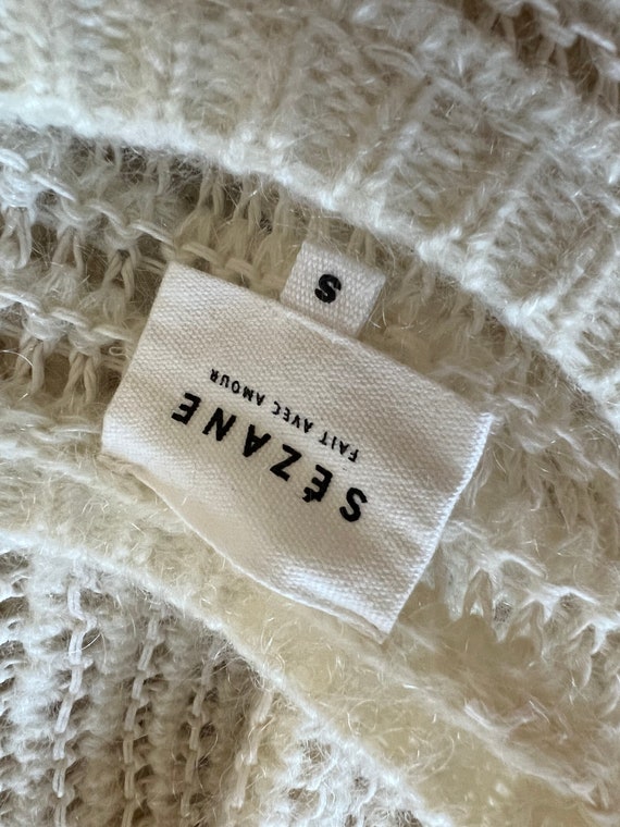 Sezane Cream Sweater With Fringe Detailed Etsy