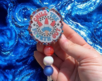 4th of July Nurse Badge Reel, Red, White, and Blue Bomb pop, Patriotic Badge Reel, Independence Day, Summer Badge Reels