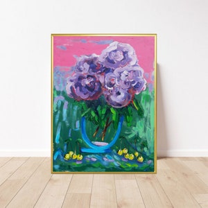 Peonies and Cherries Oil Painting: Summer Still Life Art