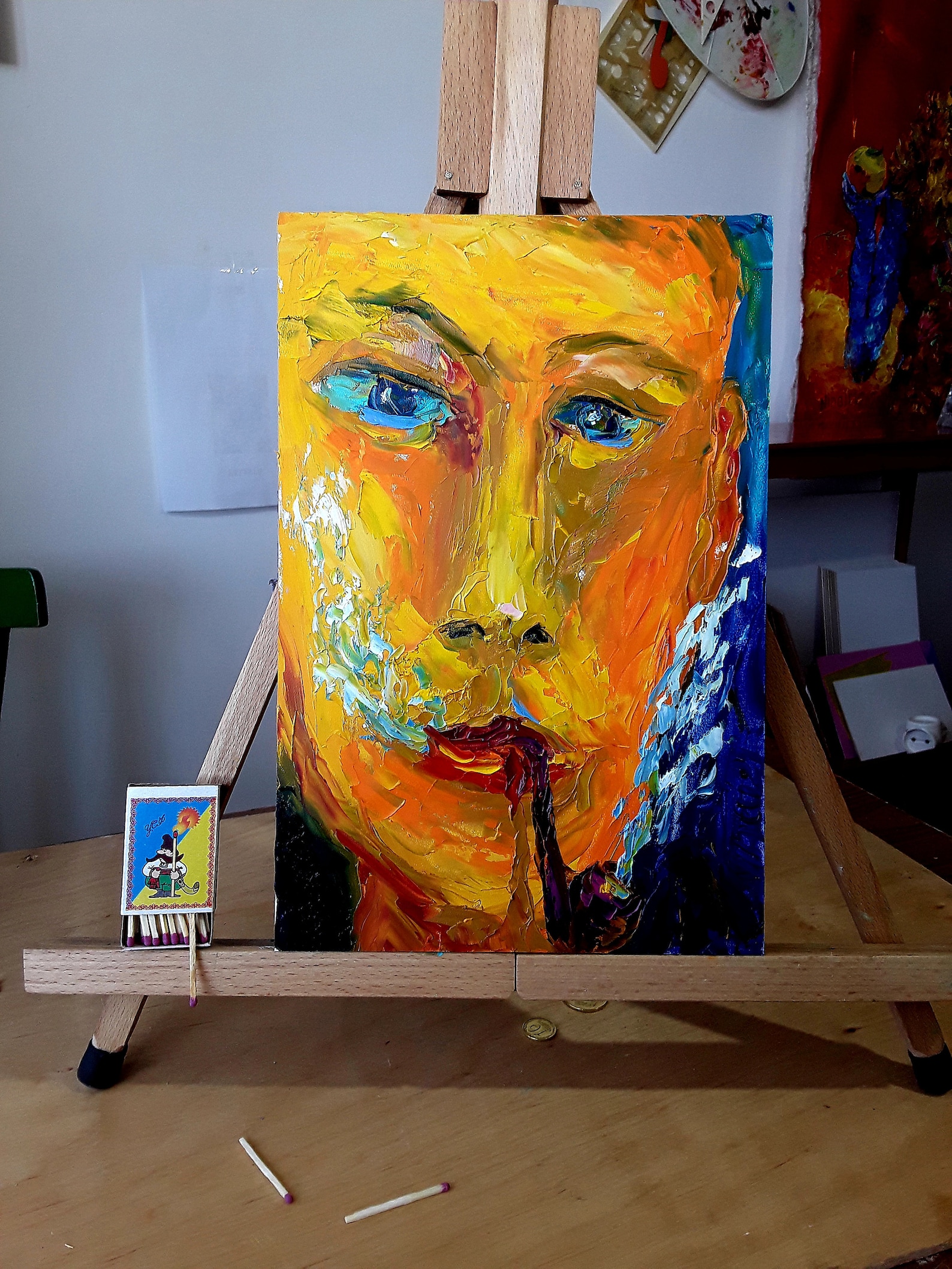 Smoking a Tobacco Pipe Original Oil Man Portrait Painting Man Etsy